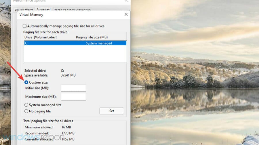 사용자 지정 크기 Windows 오류 보고서 이벤트 ID 1001