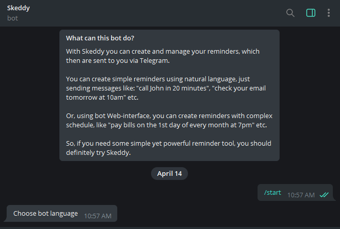 Usando Telegram Skeddybot 2