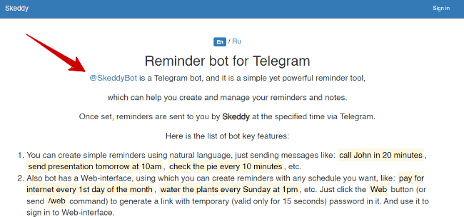 Usando Telegram Skeddybot 1