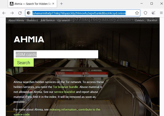 Deep Web-Suchmaschinen Ahmia