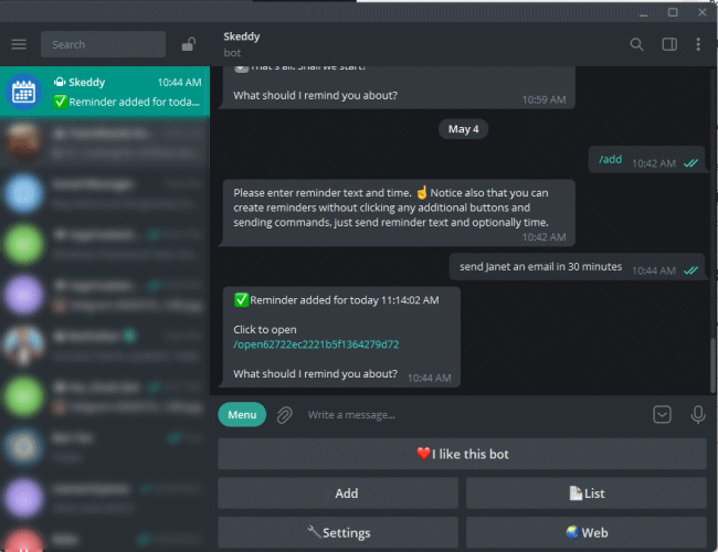 Usando Telegram Per Impostare Promemoria 6