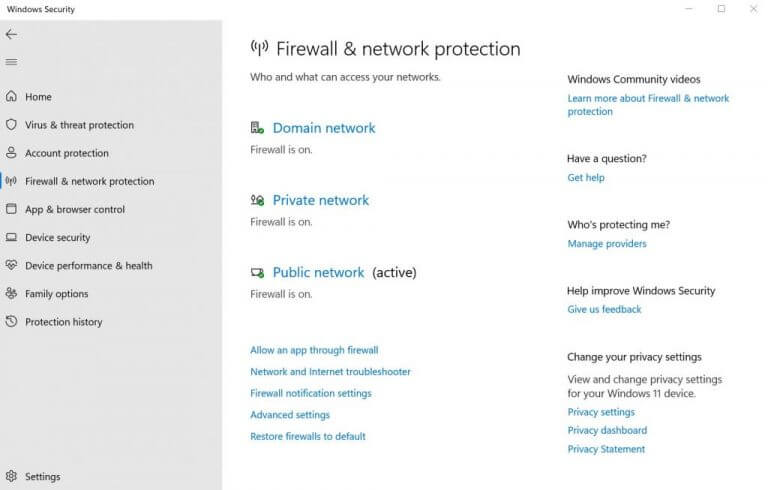 protezione firewall e rete