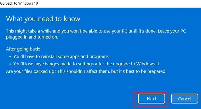 Windows11 Roll Back Windows10 Final Warning