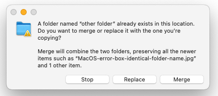 errore nome cartella duplicato macOS
