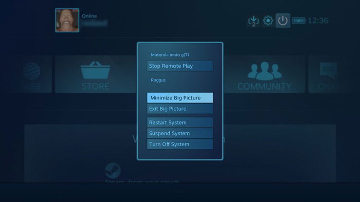 Minimieren von Steam Link
