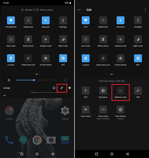 Attivare la modalità Notte su Android Aggiungi nuovo interruttore