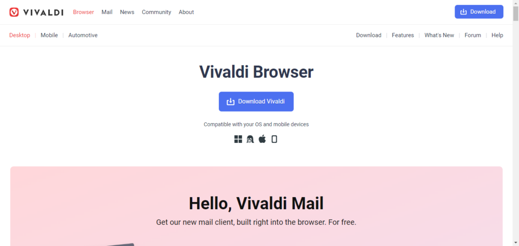интерфейс пользователя vivaldi