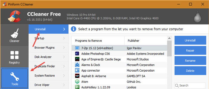 installierte-software-liste-ccleaner-werkzeuge