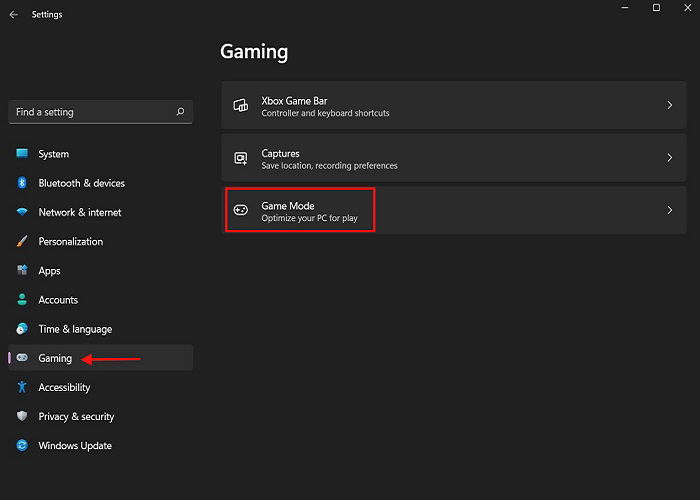 Ottimizza Windows 11 Modalità Gioco