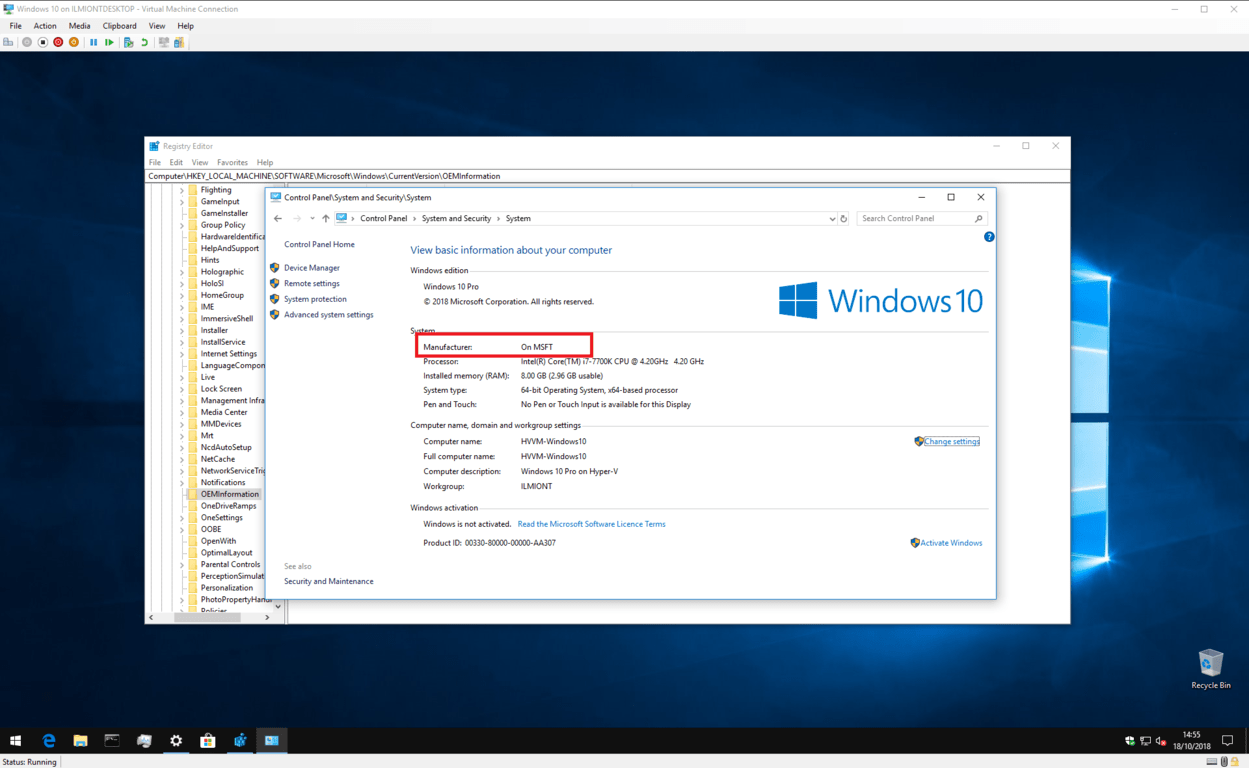 カスタム詳細を持つWindows 10のシステム情報