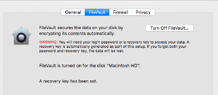 Consertar Atualização Quebrada do Macos Desativar Filevault