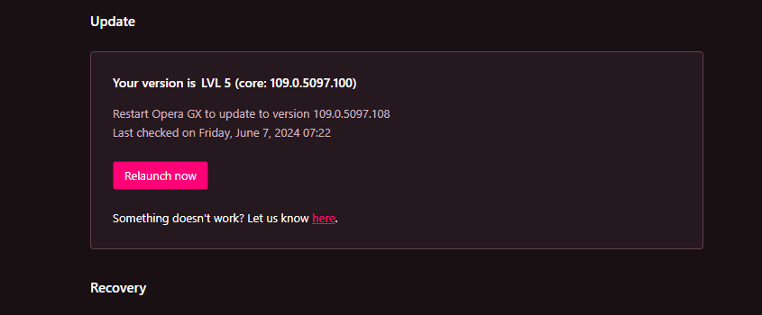 opera gx checking for updates