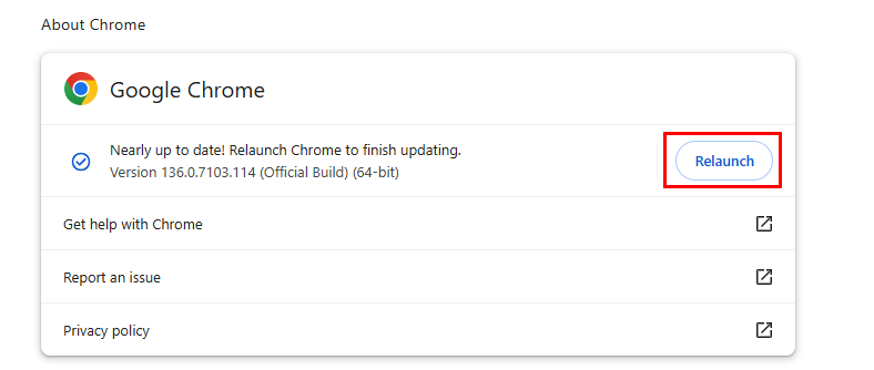 Chrome neu starten