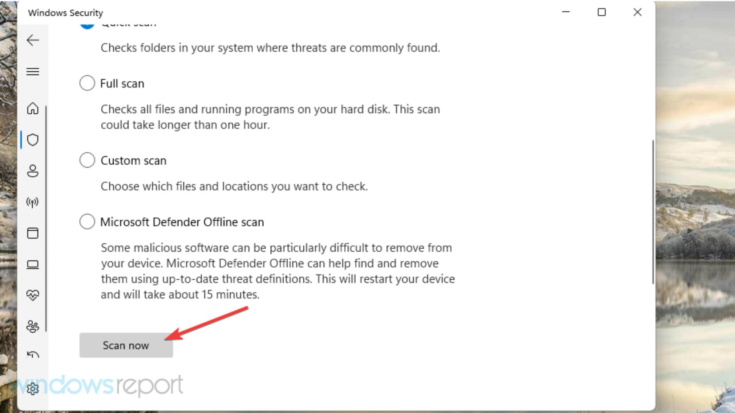 지금 스캔 버튼 Windows 오류 보고서 이벤트 ID 1001