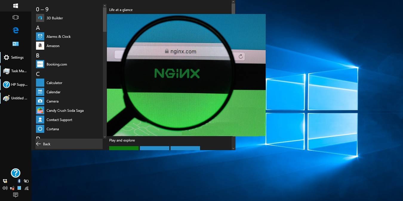 Imagen destacada de la combinación de Windows y Nginx (representación solamente)