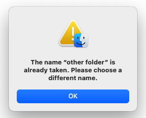 Messaggio di errore Macos Nome cartella identica unire cartelle su Mac