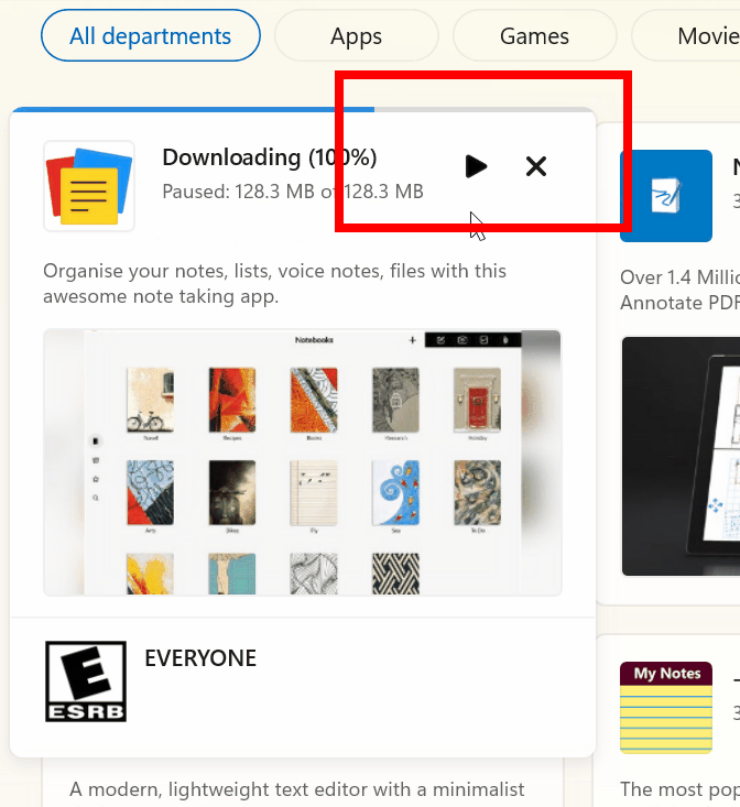 Schnell Installation kostenloser Apps und Spiele aus den Suchergebnissen im Store.