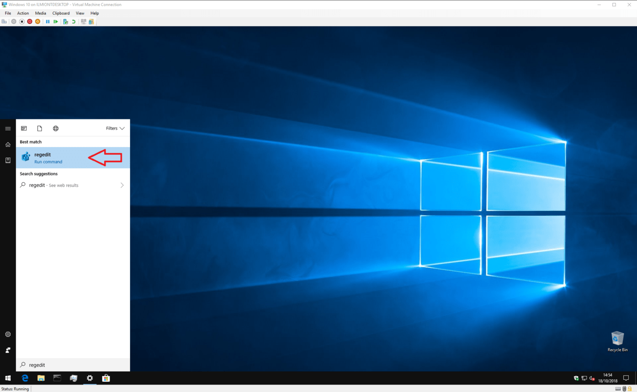 レジストリエディタを開くスクリーンショット