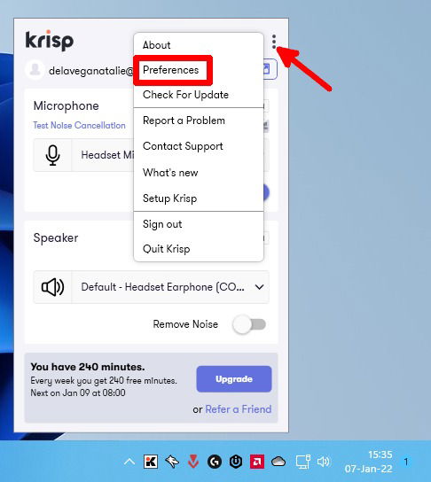 Krisp Preferences 1
