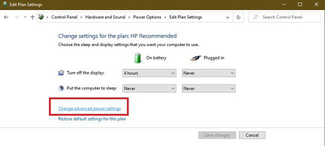 Cómo solucionar el error de fallo en el estado de energía del controlador en Windows 10 Búsqueda de Control Avanzado