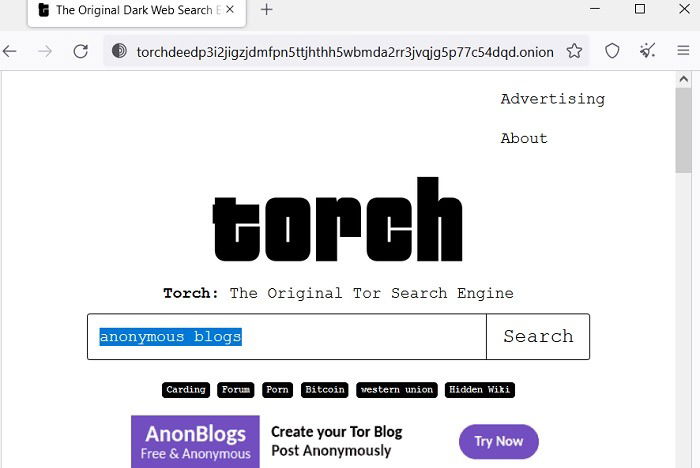 Deep Web-Suchmaschinen Torch-Suche