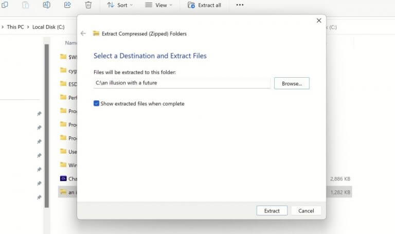 estrai file compressi su windows