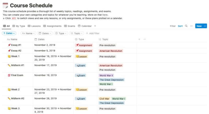 Plantilla de Horario de Clases vista completa