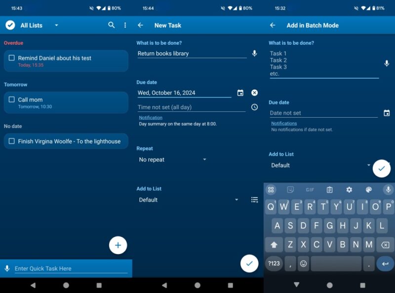 Panoramica dell'interfaccia dell'app To Do List.