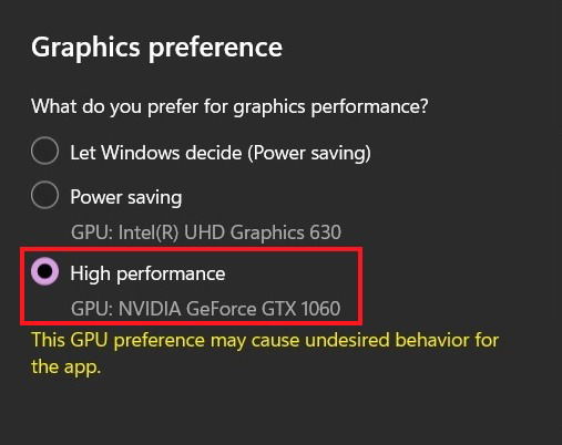 Ottimizza Windows 11 Cambia Preferenza Grafica