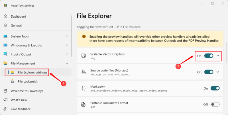 Enable Svg Preview