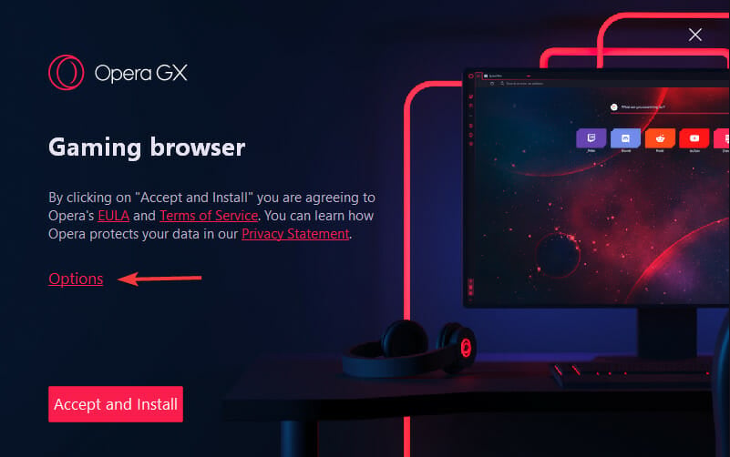 options-opera opera gx installer not working
