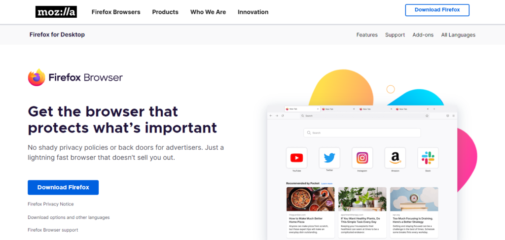интерфейс пользователя firefox