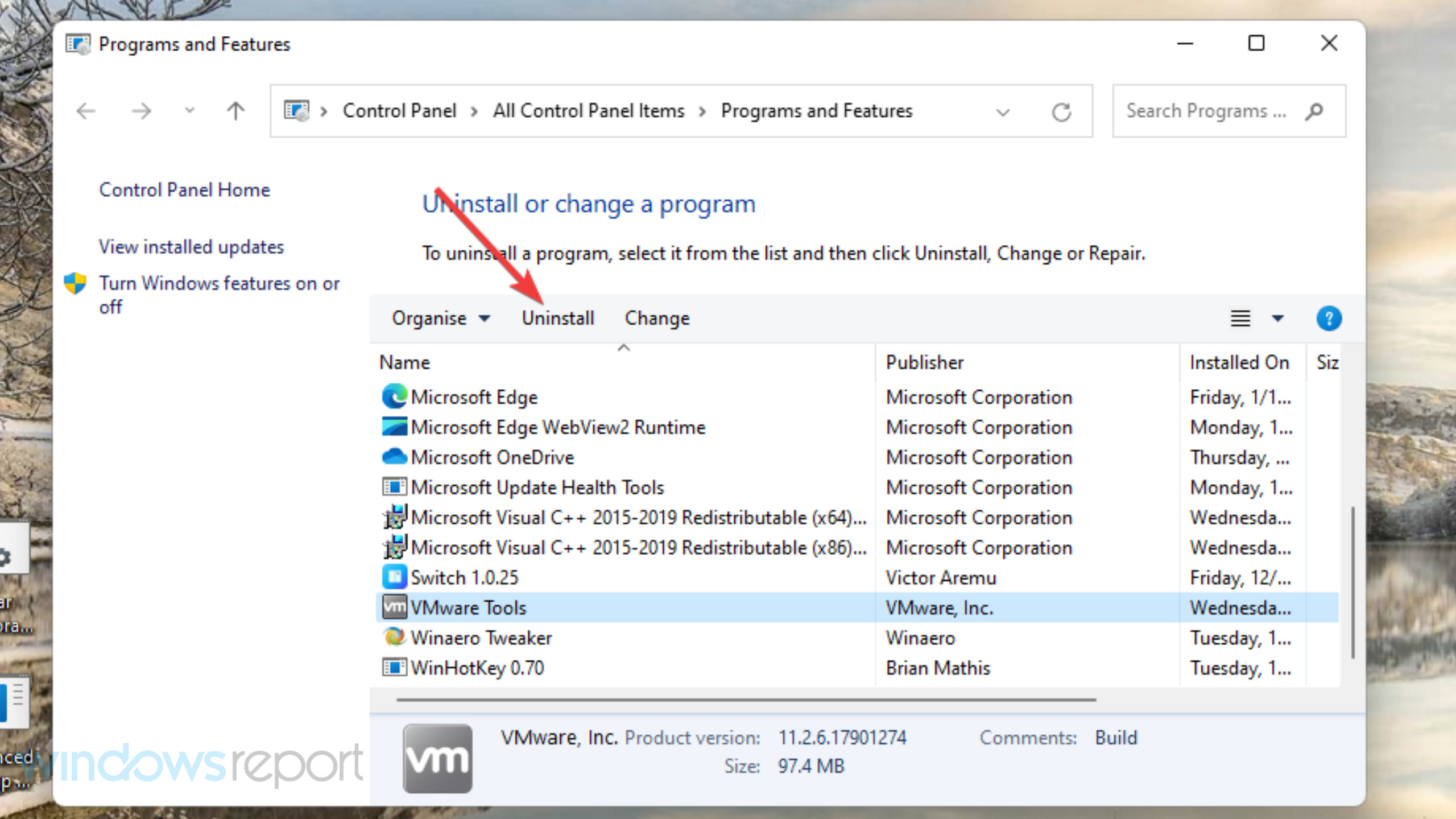제거 옵션 Windows 오류 보고서 이벤트 ID 1001